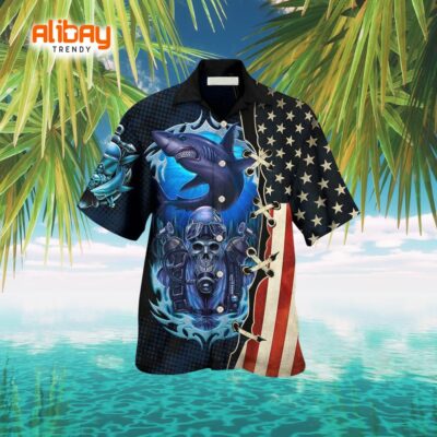 Star-Spangled Diver's Aloha Shirt Independence Day Collection