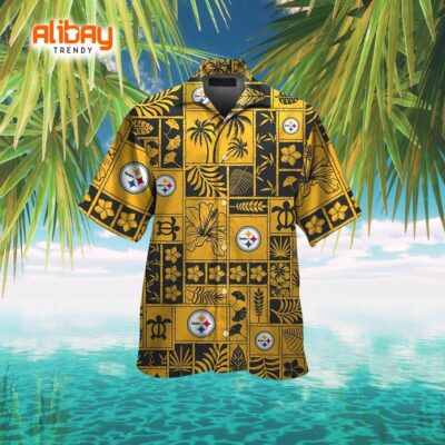 Tropical Hawaiian Shirt with Short Sleeves - Pittsburgh Steelers
