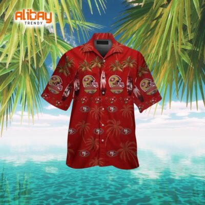 Tropical Short Sleeve Button-Up Hawaiian Shirt - San Francisco 49ers