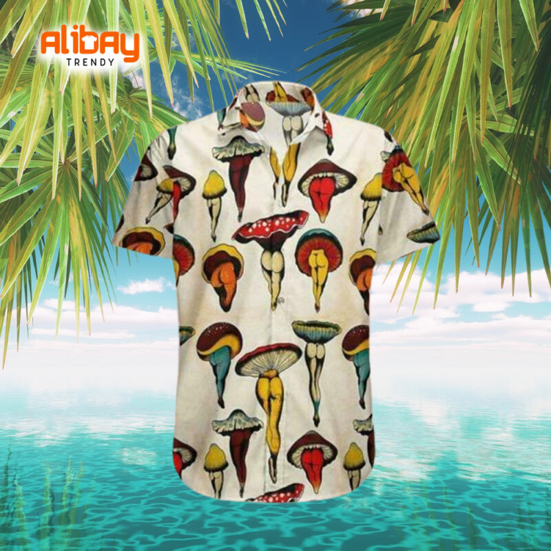 Woodland Whimsy Mushroom Pattern Hawaiian Shirt