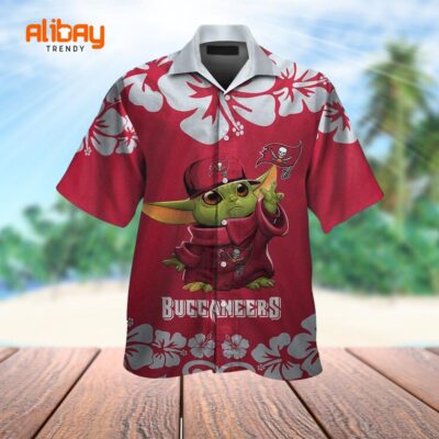 Baby Yoda Tampa Bay Buccaneers Tropical Hawaiian Shirt