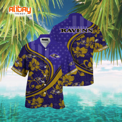 Baltimore Ravens NFL US Flag Hawaiian Shirt Summer Aloha Shirt