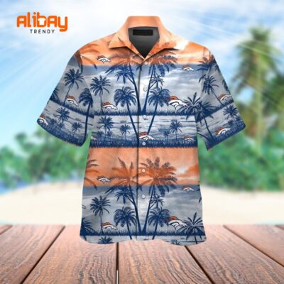 Broncos Palm Tree Paradise Hawaiian Shirt