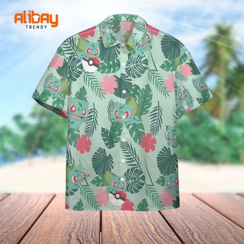 Bulbasaur Tropical Green Pokemon Hawaiian Shirt