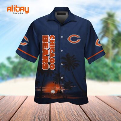 Chicago Sunset Serenade Bears Coastal Charm Hawaiian Shirt