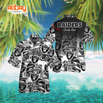 Custom Name Las Vegas Raiders Button Up Tropical Hawaiian Shirt