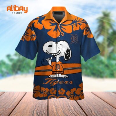 Cute Snoopy Detroit Tigers Tropical Hawaiian Shirt