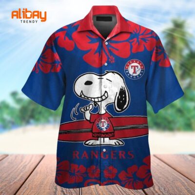 Cute Snoopy Texas Rangers Tropical Hawaiian Shirt
