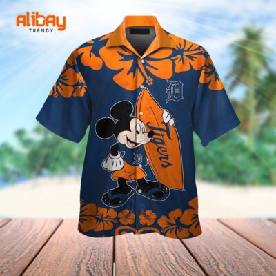 Disney Mickey Mouse Detroit Tigers Tropical Hawaiian Shirt