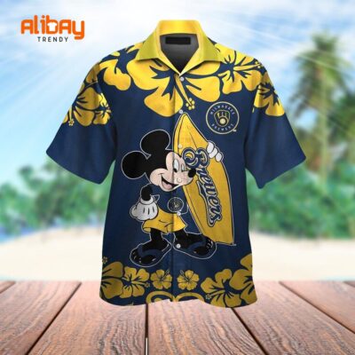 Disney Mickey Mouse Milwaukee Brewers Hawaiian Shirt