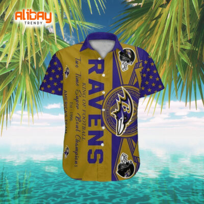 NFL Baltimore Ravens Purple Wave Hawaiian Shirt