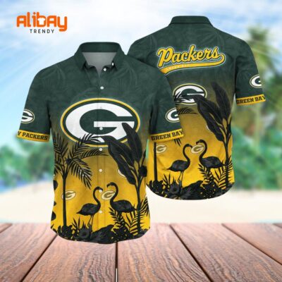 Packers Paradise Palms Green Bay's Tropic Escape Hawaiian Shirt