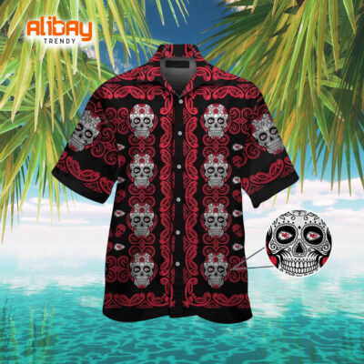 Skull Kansas City Chiefs Tropical Hawaiian Shirt