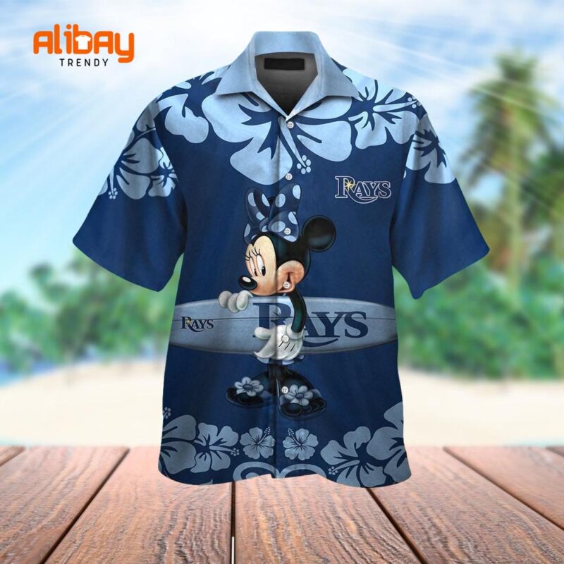 Tampa Bay Rays Minnie Mouse Short Sleeve Button Up Tropical Hawaiian Shirt