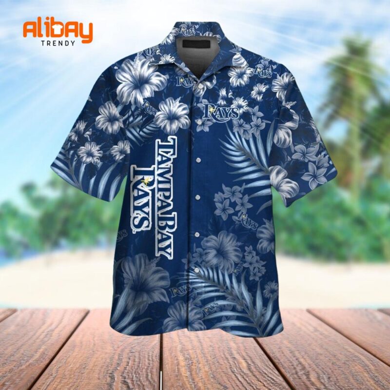 Tampa Bay Rays Short Sleeve Button Up Tropical Hawaiian Shirt VER01