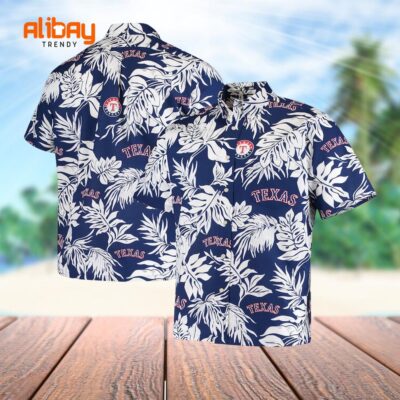 Texas Rangers Aloha Button Down Navy Hawaiian Shirt