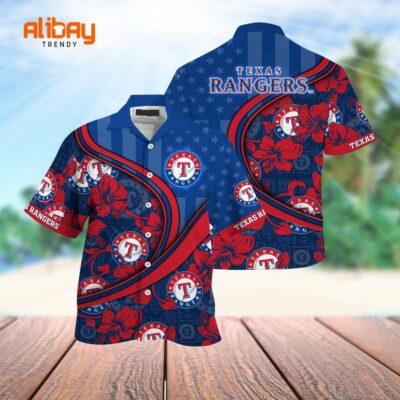 Texas Rangers MLB Us Flag Hawaiian Shirt Summer Aloha Shirt