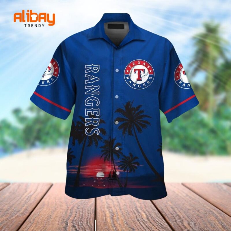 Texas Rangers Short Sleeve Button Up Tropical Hawaiian Shirt VER09