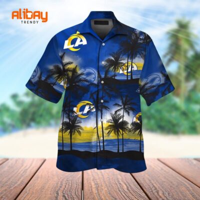 Tropical Fusion Los Angeles Rams Palm Aloha Shirt