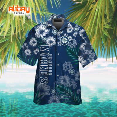 Tropical Oasis Seattle Mariners Floral Hawaiian Shirt