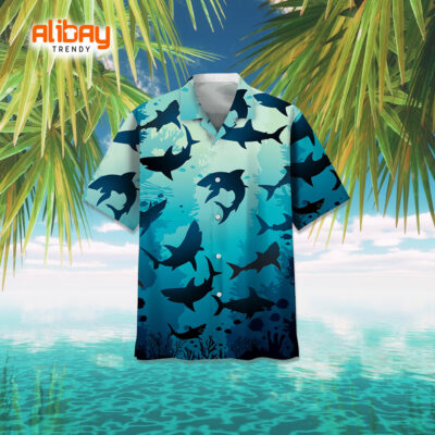 Tropical Shark Fin Hawaiian Shirt Perfect Beach Day