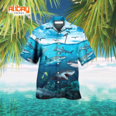 Tropical Shark Paradise Hawaiian Shirt