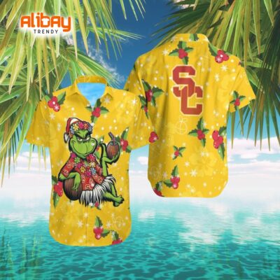 Aloha Grinch Relax Christmas Ncaa Usc Trojans Hawaiian Shirt