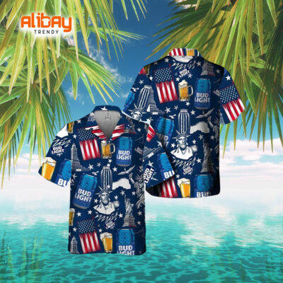 American Flag Bud Light Liberties Hawaiian Shirt