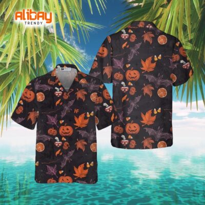 Bat Pumpkin Nights Hawaiian Shirt