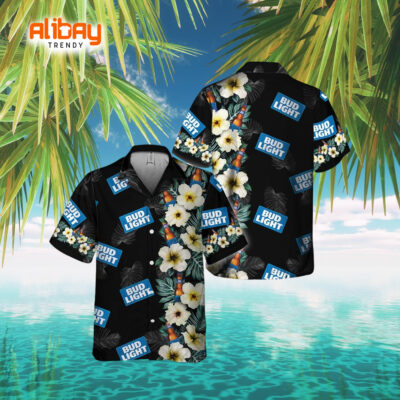 Bud Light Half Flower Side Hawaiian Shirt