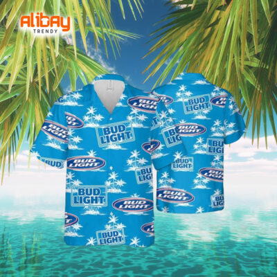 Bud Light Palm Tree Paradise Hawaiian Shirt
