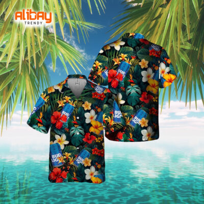 Bud Light Tropical Summer Flower Hawaiian Shirt