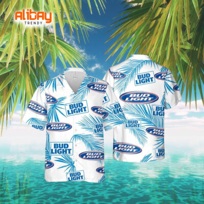Bud Light Tropical Tunes Palm Leaves Aloha Shirt