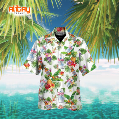 Coors Light Beer Tropical Flower Hawaiian Shirt