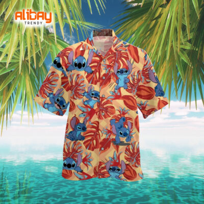 Cute Stitch Red Tropical Lilo And Stitch Summer Vibes Hawaiian Shirt