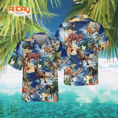 Dinosaur Seaside Serenity Hawaiian Shirt