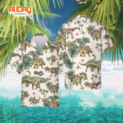 Dinosaur Summer Sizzle Hawaiian Shirt
