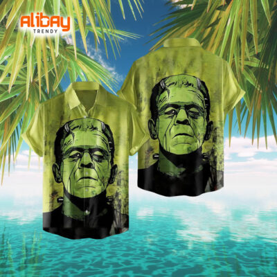 Frankenstein Face Painting Halloween Hawaiian Shirt