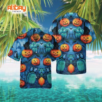 Halloween Haunted Pumpkin Hawaiian Shirt