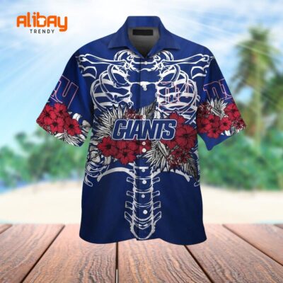 Halloween Skeleton New York Giants Tropical Hawaiian Shirt