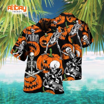 Halloween Skeleton Pumpkin Scary Hawaiian Shirt
