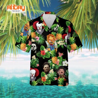 Horror Movie Characters Tropical Pineapple Hawaiian Shirt