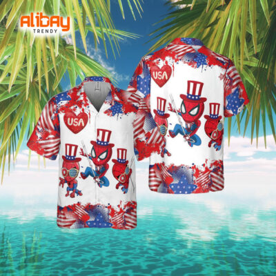 Independence Day 4th of July Spiderman Family Vacation Hawaiian Shirt