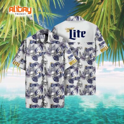 Miller Lite Skull Pineapple Pattern Hawaiian Shirt