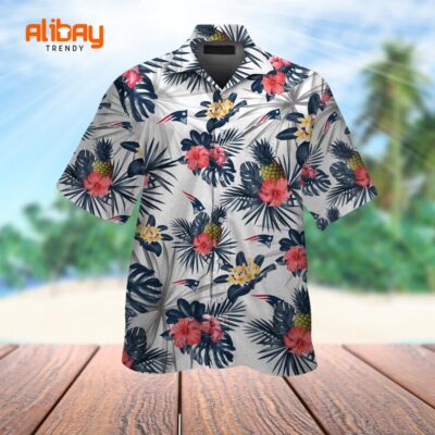 New England Patriots Hawaiian Shirt with Pineapple Floral Bliss