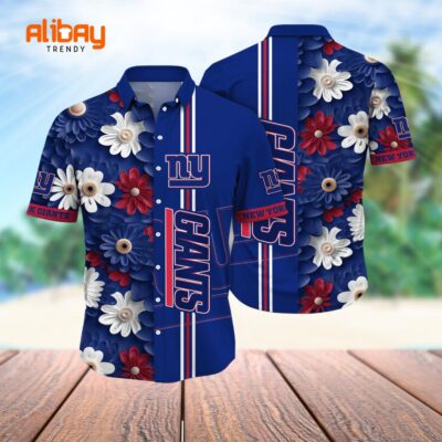 New York Giants Floral Fantasy Hawaiian Shirt