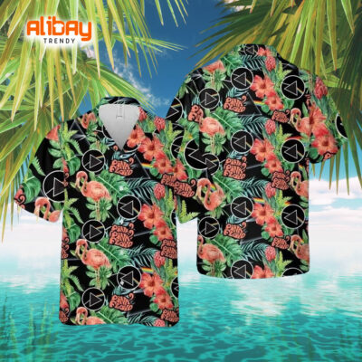 Pink Floyd Flamingo Aloha Floral Fusion Hawaiian Shirt