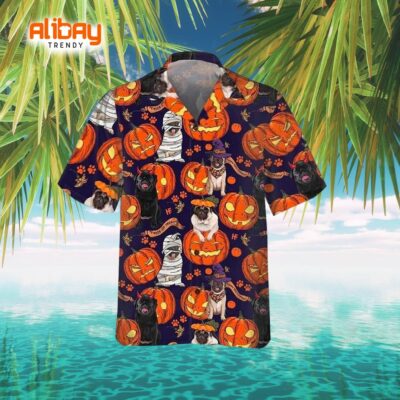 Pumpkin Dog Trick Or Treat Halloween Hawaiian Shirt