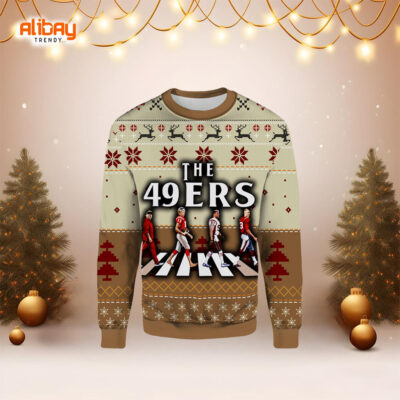 49ers Walking Abbey Road Signatures Football Ugly Sweater