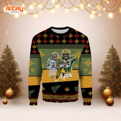 Aaron Jones Green Bay Packers Ugly Christmas Sweater